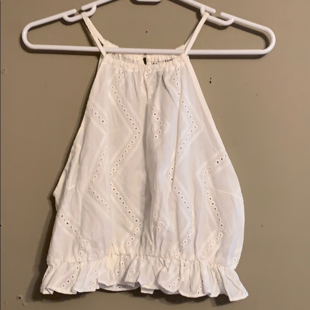 White crop top with eyelit detail